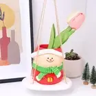 Christmas Snowman Hanging Planter Pot Garden Decoration Rustic Resin Statue for