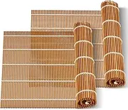 MIUQILAIY 9.5"x9.5"Bamboo Sushi Rolling Mat,kimbap roller(2 PCS)