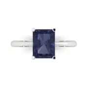 2.5 ct Radiant Cut Sapphire Gemstone Solitaire Ring White Gold, Anniversary Gift
