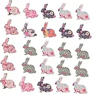 SHINEOFI 100pcs Easter Theme Wooden Buttons Two Holes Bunny Buttons DIY Sewing Buttons