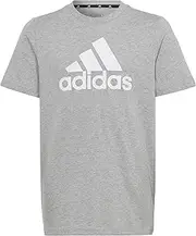 [adidas] ECN71 Short Sleeve T-Shirt Kids Essentials Big Logo Cotton Short Sleeve T-Shirt Medium Gray Heather/White (HR6379)
