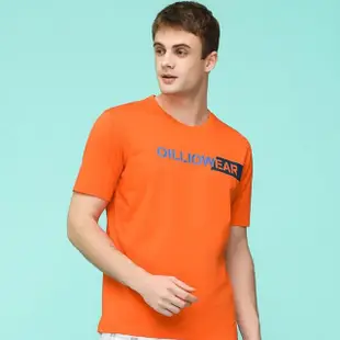 【oillio 歐洲貴族】男裝 短袖圓領T恤 吸濕排汗 透氣全棉 彈性 印花T(橘色 法國品牌)