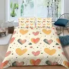 Love Heart Duvet Cover Full Size Tue Dye Bedding Set Stylish Geometry Lines Bed