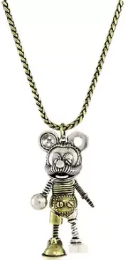 Disney Mickey Mouse Junk Yard Necklace Yellow Gold and Silver