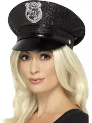 Fever Sequin Police Costume Hat