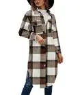 Camisa Coffee Plaid Round Hem Longline Button Up Shacket Size XXL