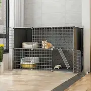 Metal Cat Cage, Portable Cat Playpen, Indoor Cat Enclosures DIY Cat Playpen, Metal for Small and Medium Cats Kennel, Extra Large Free Space Cat Cage, Household Cat Cage