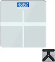 Wesoke Digital Bathroom Scale for Body Weight, Highly Accurate Rechargeable Scale, High Precision Body Fat Scale with LED Display & Tempered Glass & Thermometer, Measures Weight up to 180kg, White