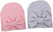 [FRCOLOR] Baby Cotton Fetal Cap Scarf Set Bowknot Bonnet Turban for Baby Shower Soft Breathable