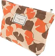 ARTSEWPLY Travel Makeup Organizer Bag Stylish Ginkgo Leaf Design Versatile Toiletry Storage for Cosmetics Canvas for Outdoor Adventures Daily Use