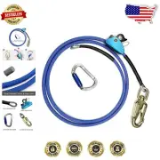 Steel Wire Core Climbing Kit with Adjustable Lanyard & Carabiner - 1/2x10ft Blue