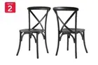 Set of 2 Matt Blatt Melrose Cross Back Dinning Chairs (Black Birch/Board Seat),