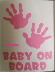 BABY ON BOARD, GIRL or BOY HANDS, Cut Vinyl Decal Sticker SML