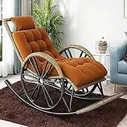 VERYMUSH Modern Sliding Rocking Chair,Outdoor Garden Lounge Chair,Indoor Rocking Chair,Pe Rattan Woven Sun Lounger for Living Room(B)