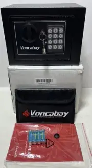 NEW Voncabay Steel Lock Box Electronic Combination Lock With Keys Fireproof Bag