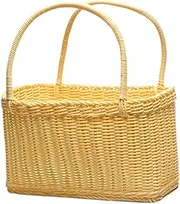 JISADER Handwoven Basket with Handles Decor Fruit Holder for Home Indoor Garden