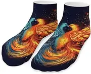 [QMNVBDS] Fire And Water Phoenix Socks Ankle Length Socks Casual Short Socks for Women Men Low Cut Sports Socks Running Socks No Show Socks Ankle Socks Athletic Socks Workout Socks, Style, One Size