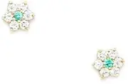 [JewelryWeb] 14k Yellow Gold December Blue CZ Simulated Diamond Flower Screw Back Earrings 4x4mm Stud Earring for Women