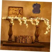 Lighted White Cherry Blossom Garland Decor with Timer 96 White Cherry Blossoms