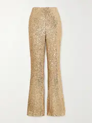 [AKRIS] AKRIS - Sequined Stretch-tulle Flared Pants - Gold - US10 US 10 Gold
