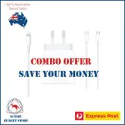 Apple Power Adapter For iPhone iPad MacBook with Lightening, USB-C Cable 1M 2M