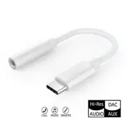 For Galaxy USB Type C to 3.5mm Digital Aux Audio Headphone Jack Cable Cord-White