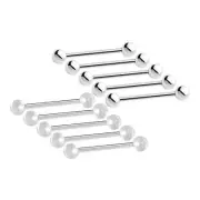 Surgical Steel Tongue Ring Straight Barbell 14 Gauge & Clear - 10 Pack