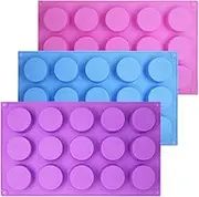 SENHAI 3 Pcs 15 Holes Cylinder Silicone Molds for Making Chocolate Candy Soap Muffin Cupcake Brownie Cake Pudding Baking Cookie - Purple Blue Pink