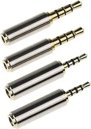 EMSea 4pcs 2.5mm to 3.5mm Audio Headphone Headset Adapter Converter Connector Gold-Plated for Stereo Headset Audio Earphone Smartphones Microphone Mic Tablets