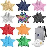AOZUO 20Pcs Star Iron on Patch, Sequin Colorful Star Patches Glitter Iron On Star Embroidered Patch Adhesive Applique Hot Glue Stars Patches Repair Patch for Hats Clothing Jackets Backpacks (Small)