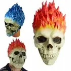 Halloween Flame Skeleton Helmet Face-cover Inspired Ghost Rider Mask Headgear