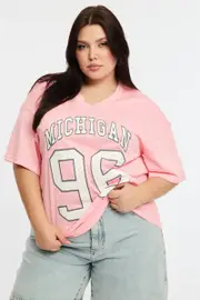 Pink Sport Tee Short Sleeve V-neck