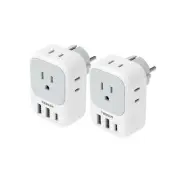 TESSAN 2 Pack Type E F Plug Adapter USB C, Germany France Power Adaptor with ...