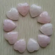 Wholesale 10pcs Natural Rose Quartz Stone Heart CAB Cabochons Beads Jewelry 25mm