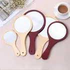 Round Wood Vintage Hand Mirror Makeup Vanity Mirror CosEBtic Make Up MirrorY;.f