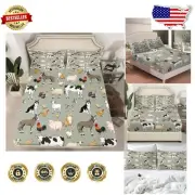 Vibrant Microfiber Fitted Bed Sheet Set with Animal Print - Full Size for Kids