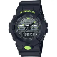 在飛比找momo購物網優惠-【CASIO 卡西歐】G-SHOCK 點陣迷彩霧黑雙顯計時錶