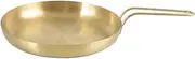 Stainless Steel Frying Pan Grill Pan Flat Bottom Metal Skillet Creative Egg Pan Nonstick Cooking Pan Round Dish with Handle, S with Gold Handle
