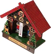 INOOMP Weather House Wall Thermometer and Humidity Monitor Wooden Barometer with Elegant Design for Indoor and Outdoor Use Accurate Temperature and Humidity Readings Construction