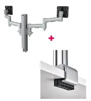 Atdec AWMS-2-4640 Dual Monitor Swing Arms on 400mm Post / 12kg (26.5lb) Flat Screens, 10kg (22lb) Curved Screens + C Clamp Desk Fixing, Silver AWMS-2-4640-C-S