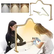 LED Desk Lamp Foldable Half Moon Light for Nail Desk 45W Nail Tech Light Ultra Bright Dimming Desk Light LED Manicure Lamp with 3 Color Temperature Arch Light for Beauty Crafts Tattoo,Gold