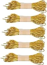 SHINEOFI 50m Gold Tinsel Cord 5 Bundles Beading Thread Baking Binding Ropes Paper Tie Straps Box Tie Straps