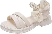 [CsgrFagr] Girls Heels Size 1 Fashion Spring Summer Toe Solid Color Bowknot Children Casual Shoes