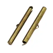 Slide On End Tubes, Fits Size 8/0 Seed Beads, 40mm, 10 Pieces, Antique Bronze