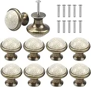 AvoDovA Vintage 10PCS Ceramic Round Drawer Knobs, Shabby Chic, 33MM, Kitchen Cabinet & Cupboard Pull Handles