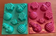 Christmas Molds Jell-O Jigglers SNOWMAN, SNOWFLAKE, ORNAMENT ~ NEW set of 2