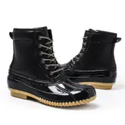 Nevenka Outdoor Women Winter Boots Waterproof Lace Up Rain Duck Boots-Black