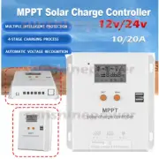 20A 10A MPPT 12V/24V Solar Panel Battery Charger Controller Max PV Input 75VDC