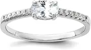 [JewelryWeb] 925 Sterling Silver Rhodium Plated Oval CZ Simulated Diamond Ring Size 6 Band Style-Ring for Women