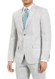 New Lauren Ralph Lauren UltraFlex Windowpane Linen Sport Coat Blazer Jacket 46 R